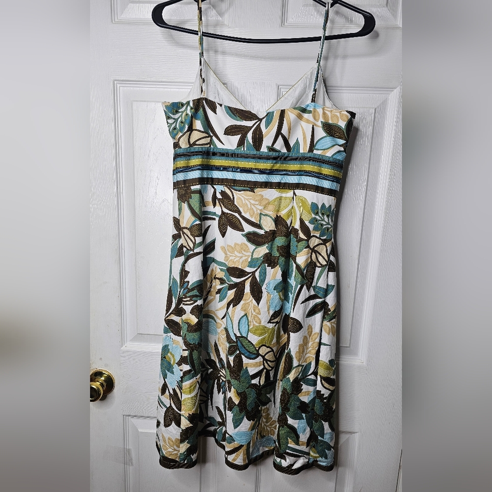 Ann Taylor Petites Spaghetti Strap Floral Dress 8P Hidden side Zipper - Picture 4 of 6